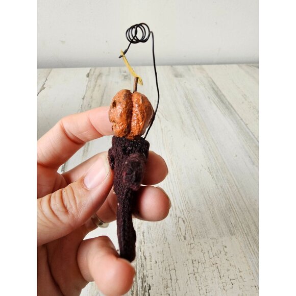 Vtg style‎ pumpkin shabby chic mini ornament Moon Man unique Xmas tree - Picture 4 of 7